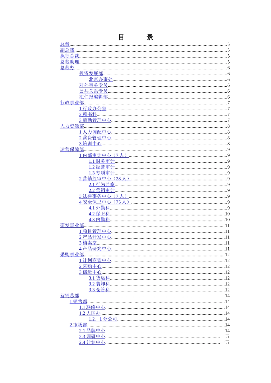 汇仁集团组织结构设计：岗位编制_第3页