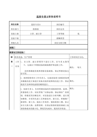 检修部监控专责b职务说明