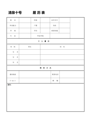 个人简历模板_空白表格(40页)