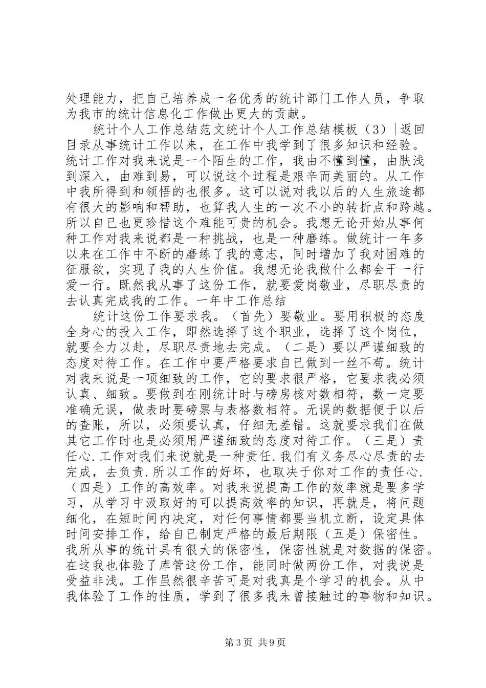 统计个人工作总结模板4篇_第3页