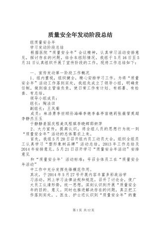 质量安全年发动阶段总结