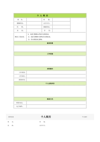 个人简历空白表格60种模板2(61页)