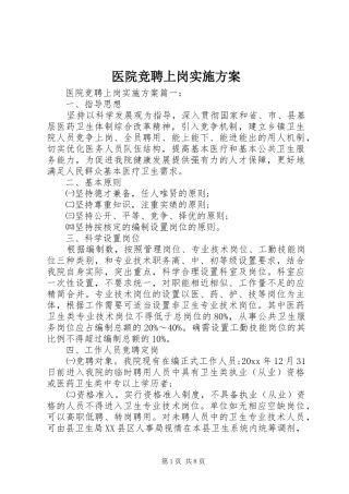 医院竞聘上岗方案