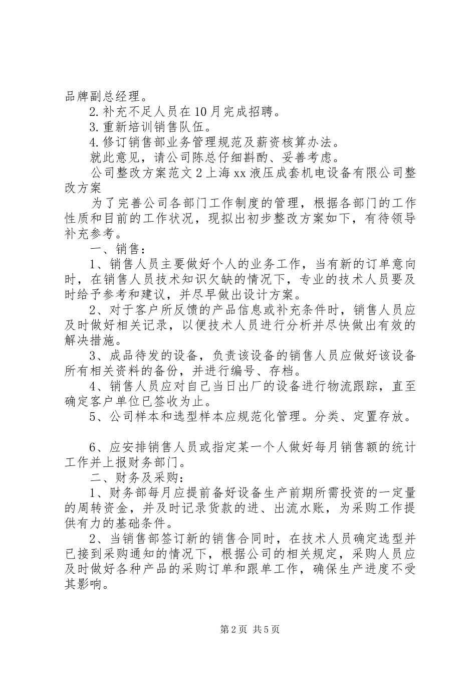 公司整改实施方案范文_第2页