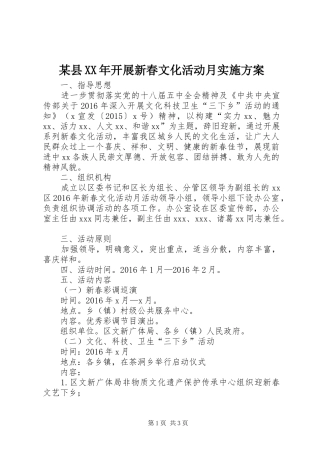 某县XX年开展新春文化活动月方案