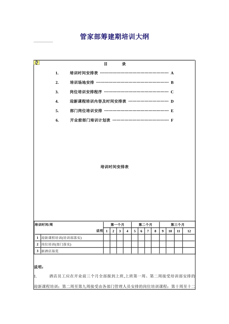 管家部筹建期培训大纲_第1页