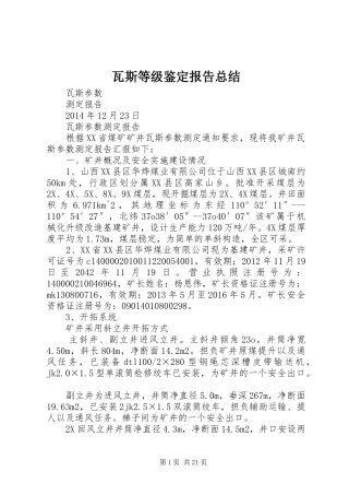 瓦斯等级鉴定报告总结