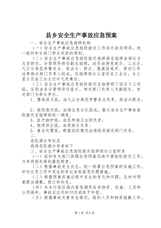 县乡安全生产事故应急处置预案