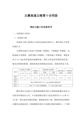 太澳高速公路预应力施工技术交底