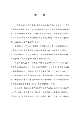 化肥厂清洁生产审计报告