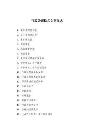 行政处罚格式文书样式