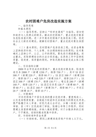 农村困难户危房改造实施方案