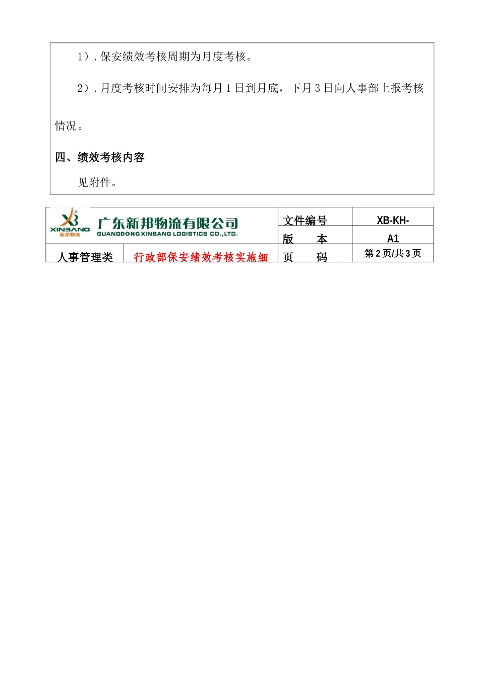 行政部保安绩效考核实施细则-人KH001_第3页
