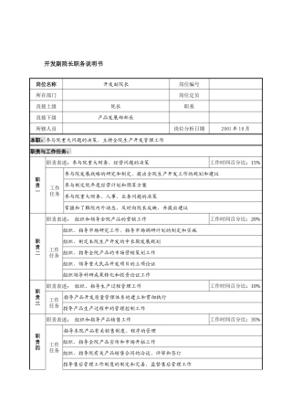 航材院开发副院长职务说明书