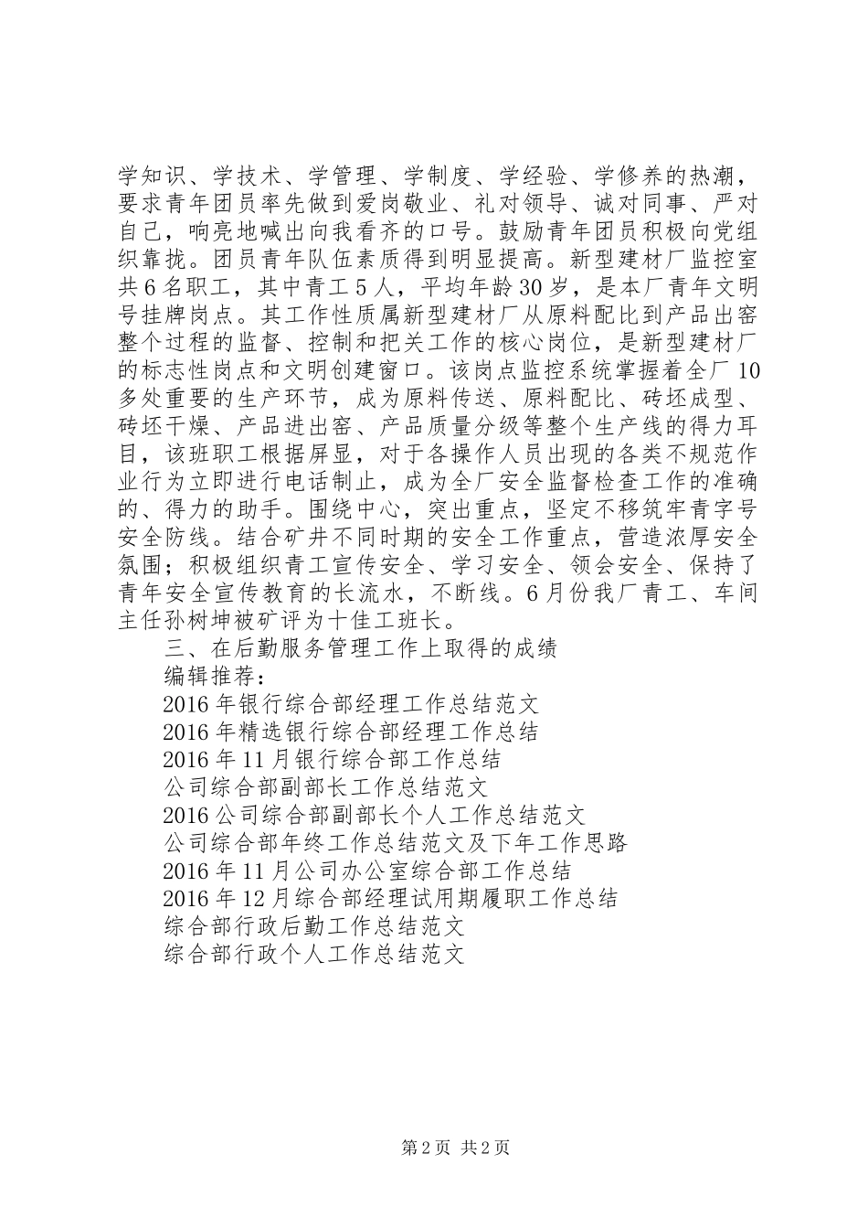 综合部负责人工作总结范文_第2页