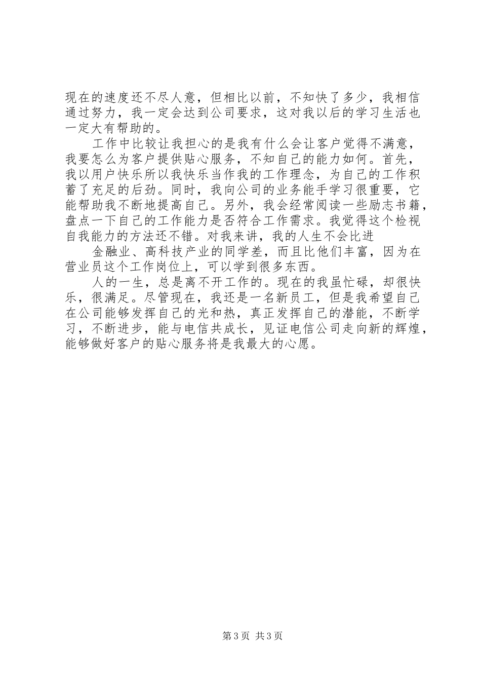 电信公司统计员20XX年个人工作总结_第3页