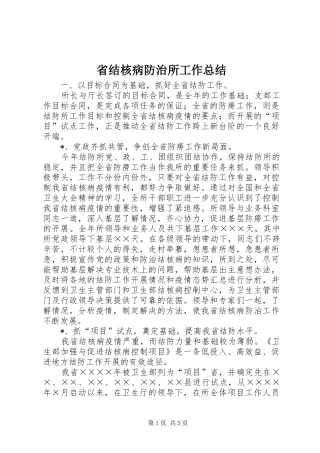 省结核病防治所工作总结