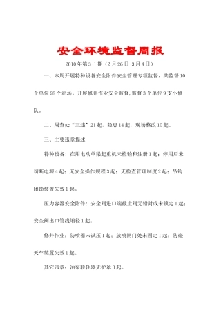 安全环境监督周报