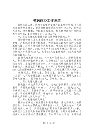 镇民政办工作总结