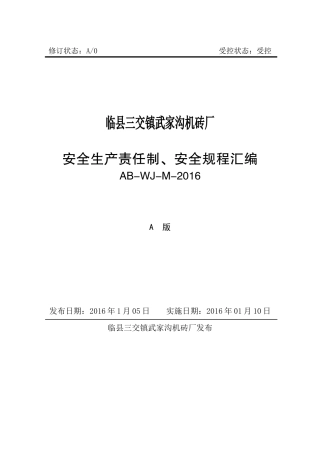 安全生产责任制和安全规程