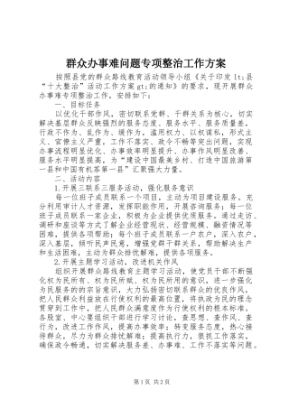 群众办事难问题专项整治工作方案