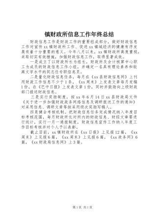 镇财政所信息工作年终总结