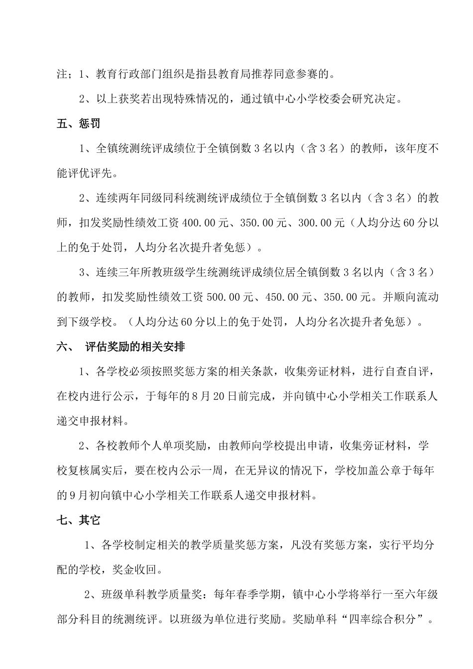 黄杨镇中心小学教学质量考核奖惩方案(修定稿)_第3页