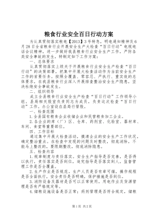 粮食行业安全百日行动方案