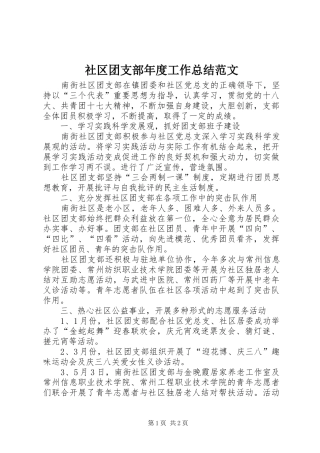 社区团支部年度工作总结范文