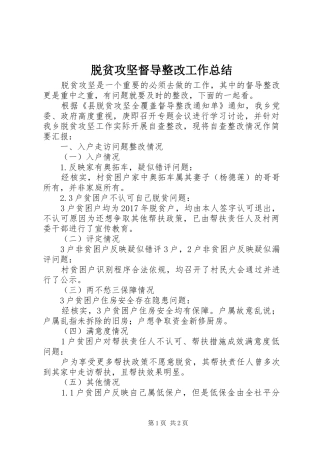 脱贫攻坚督导整改工作总结