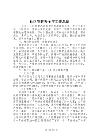 社区物管办全年工作总结