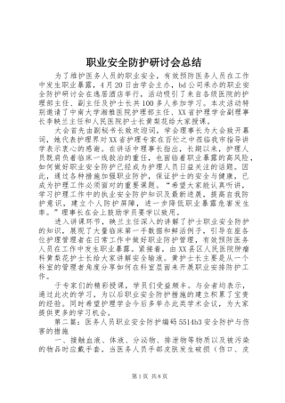 职业安全防护研讨会总结