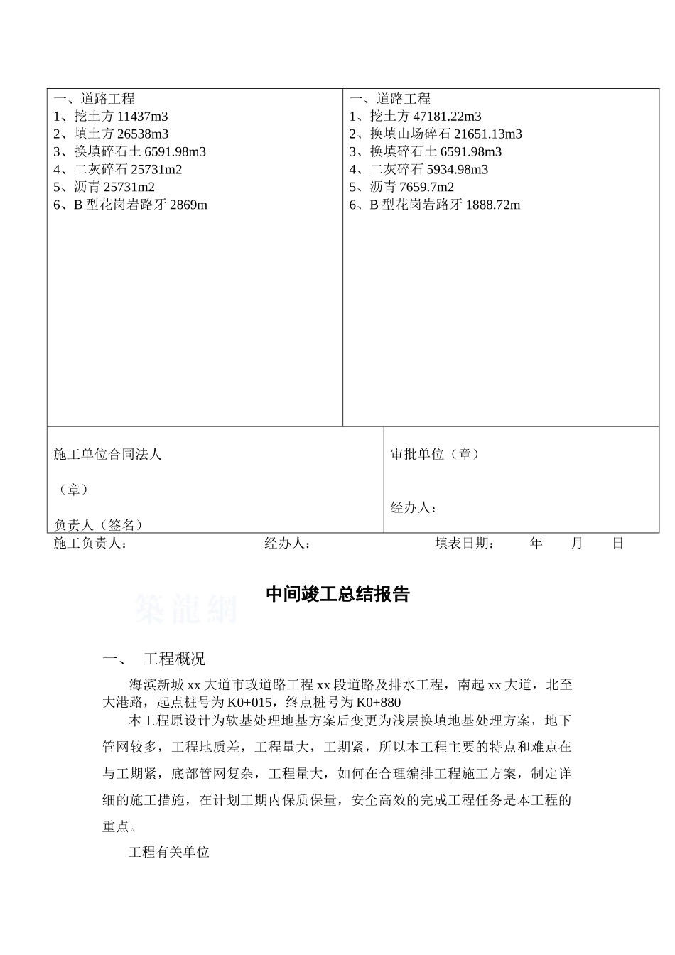 海滨某市政道路工程中间工程竣工总结_secret_第3页