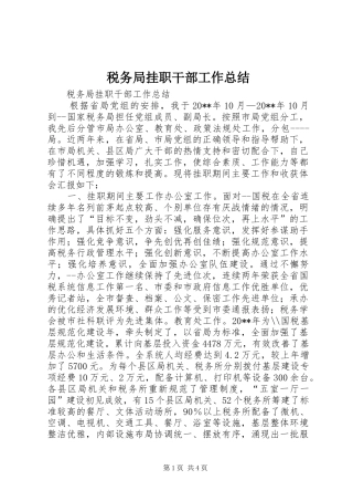 税务局挂职干部工作总结