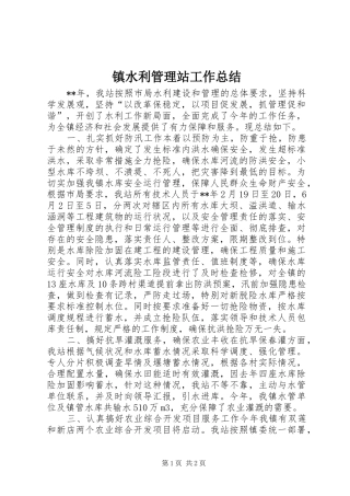 镇水利管理站工作总结