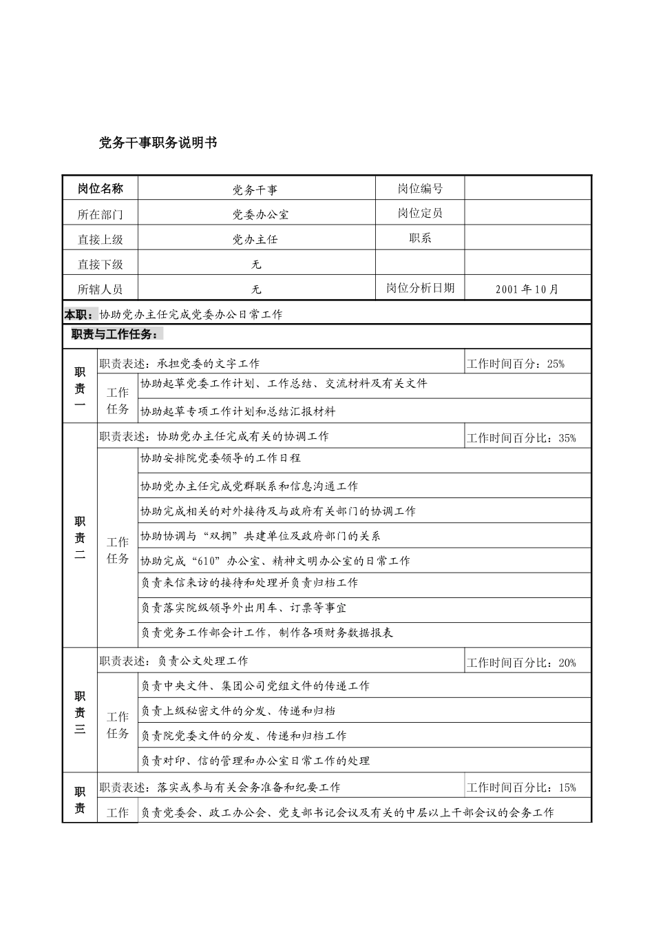 航材院党务干事职务说明书_第1页