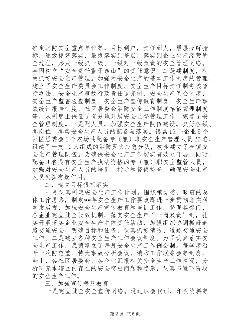镇人民政府安全生产总结_第2页