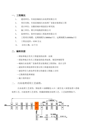 污水处理厂设备安装调试监理实施细则