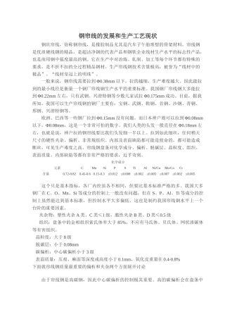 钢帘线的发展和生产工艺现状