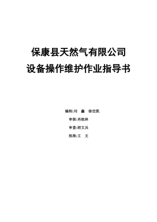 天然气有限公司设备操作维护作业指导书