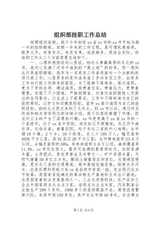 组织部挂职工作总结