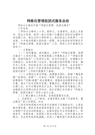 网格化管理组团式服务总结