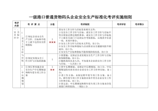 一级港口普通货物码头企业安全生产标准化考评实施细则