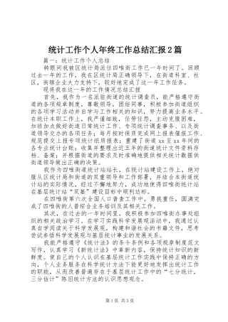 统计工作个人年终工作总结汇报2篇