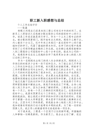 职工新入职感想与总结