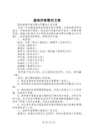 虚高价格整治实施方案