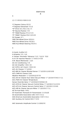 常用汽车技术用语英汉词典