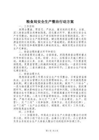 粮食局安全生产整治行动实施方案