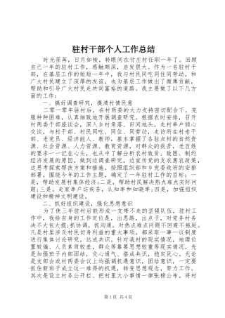 驻村干部个人工作总结