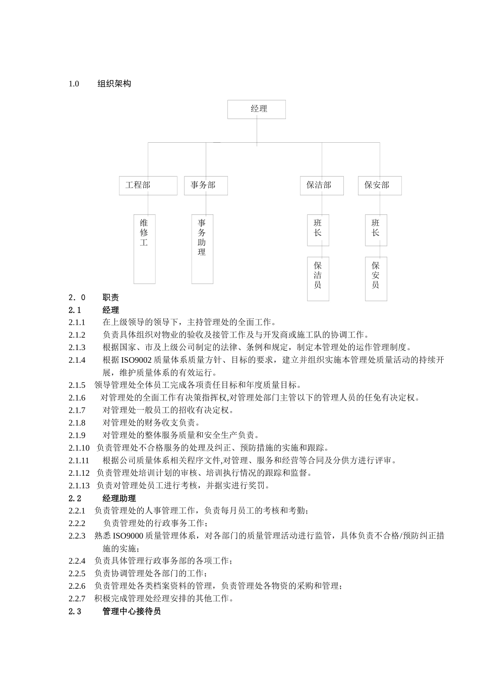 管理处组织架构及岗位职责_第1页